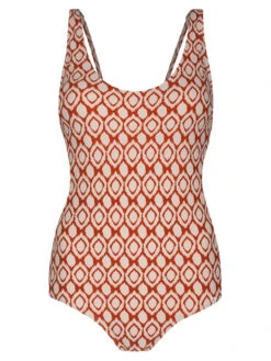 Badeanzug In Beige/ Rot